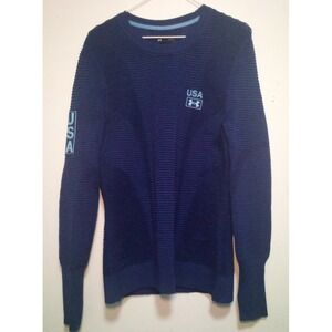 Under Armour Sweater Womens L Blue Fitted USA IntelliKnit New